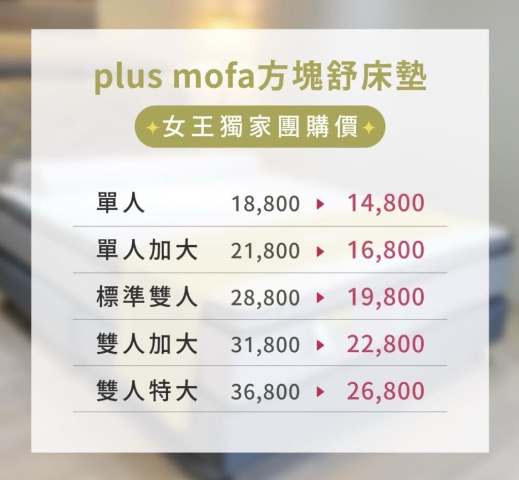 Plus mofa方塊舒床墊｜女王年節獨家開團優惠7折起再送好送滿，親膚天絲獨立筒模組化床墊，打造你的床墊黃金比例，2026床墊推薦